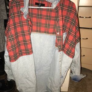 Missguided oversized flannel/denim shirt